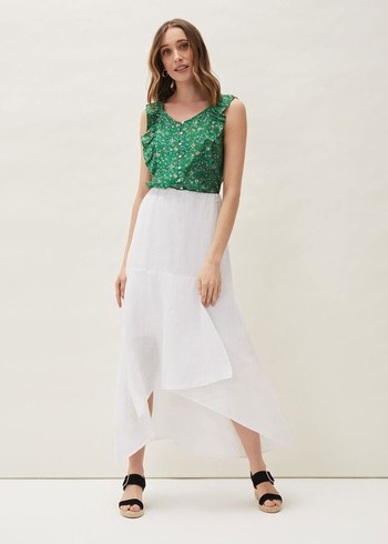 Phase Eight Phoebe Faux Wrap Linen Skirts White Canada | UPYBSJ-619